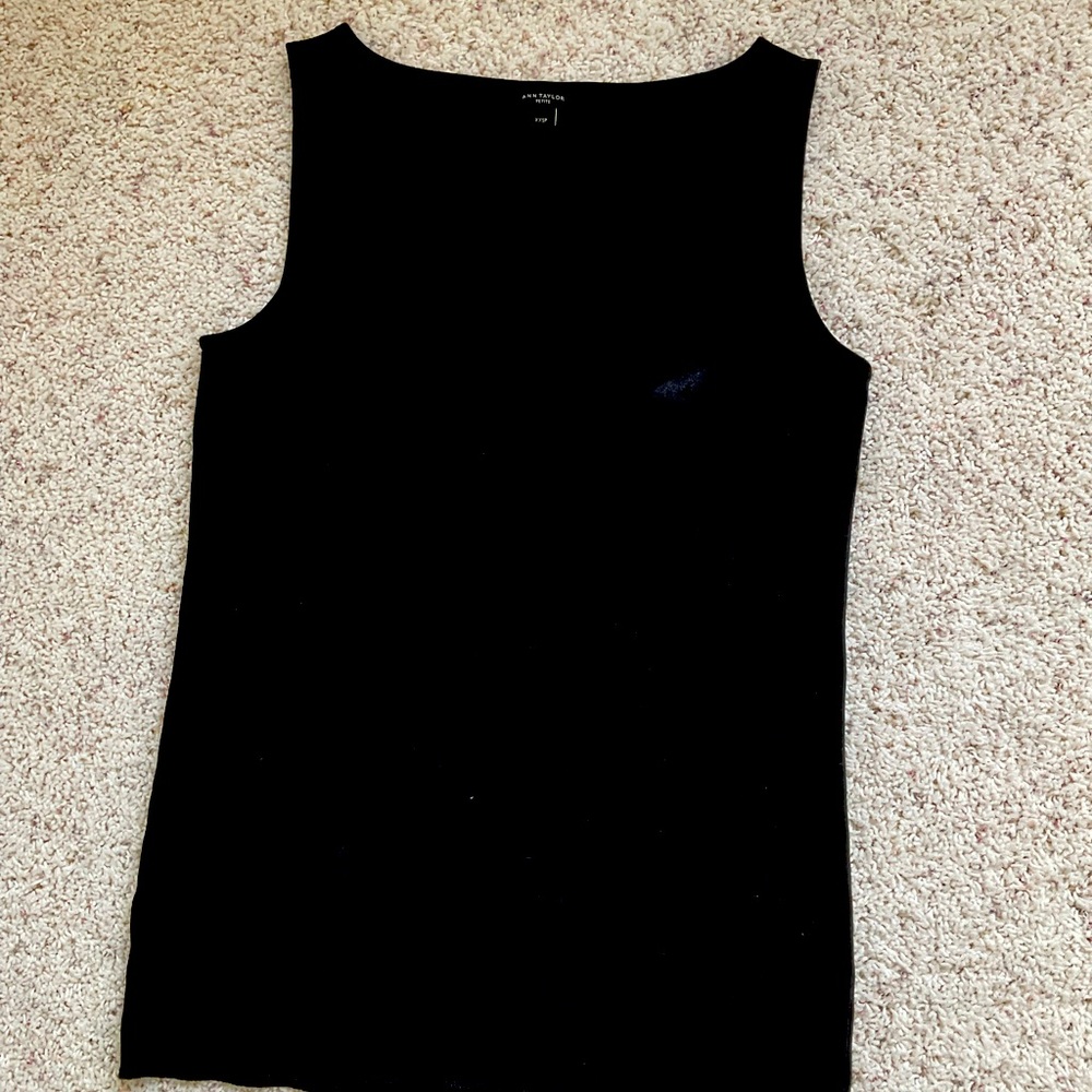 Ann Taylor XXSP High Neckline Stretch Tank Black